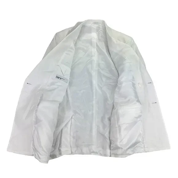 Bar III Mens Slim Fit 100% Linen Double-Breasted Suit Jacket White 40L - Picture 2 of 5